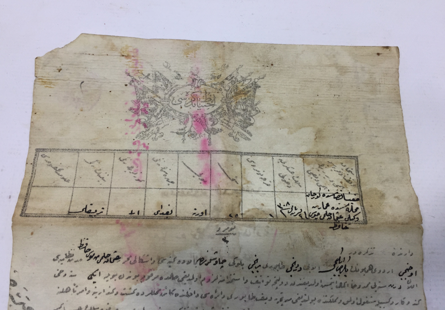 OSMANLI DÖNEMİ ENVER PAŞA PENÇE MÜHÜRLÜ TERHİS BELGESİ