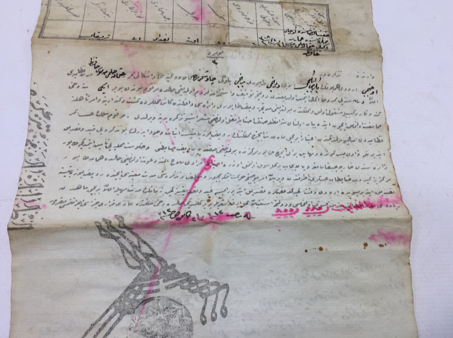 OSMANLI DÖNEMİ ENVER PAŞA PENÇE MÜHÜRLÜ TERHİS BELGESİ