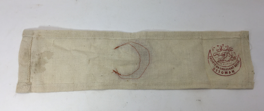 OSMANLI DÖNEMİ ÜZERİ OSMANLICA YAZILI HİLALİ AHMER KOL BANDI 