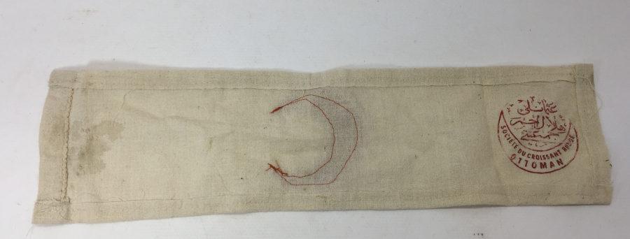 OSMANLI DÖNEMİ ÜZERİ OSMANLICA YAZILI HİLALİ AHMER KOL BANDI 