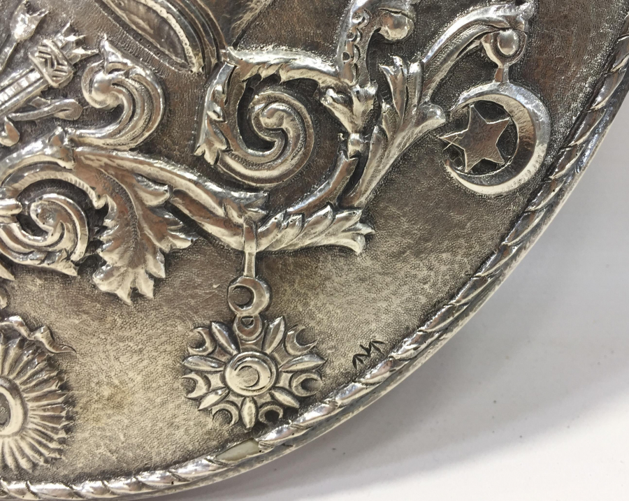 ARKASI OSMANLICA YAZILI VE OSMANLI DEVLET ARMALI GÜMÜŞ AYNA