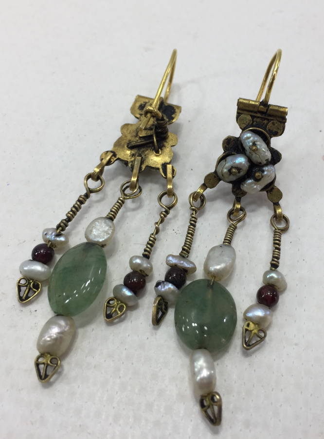 ÖZEL YAPIM ANTİK GÖRÜNÜMLÜ İNCİ VE ALTIN KÜPE