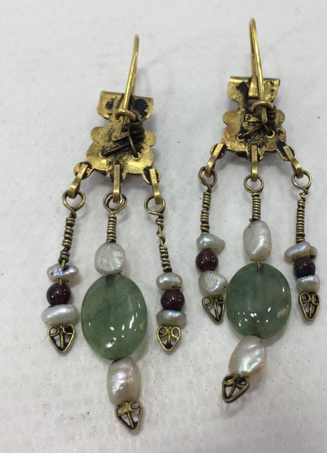 ÖZEL YAPIM ANTİK GÖRÜNÜMLÜ İNCİ VE ALTIN KÜPE