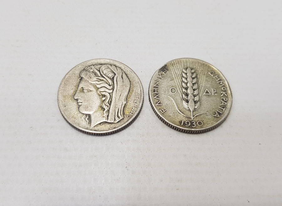 1930 YILI İKİ ADET GÜMÜŞ 10 DRAHMİ 