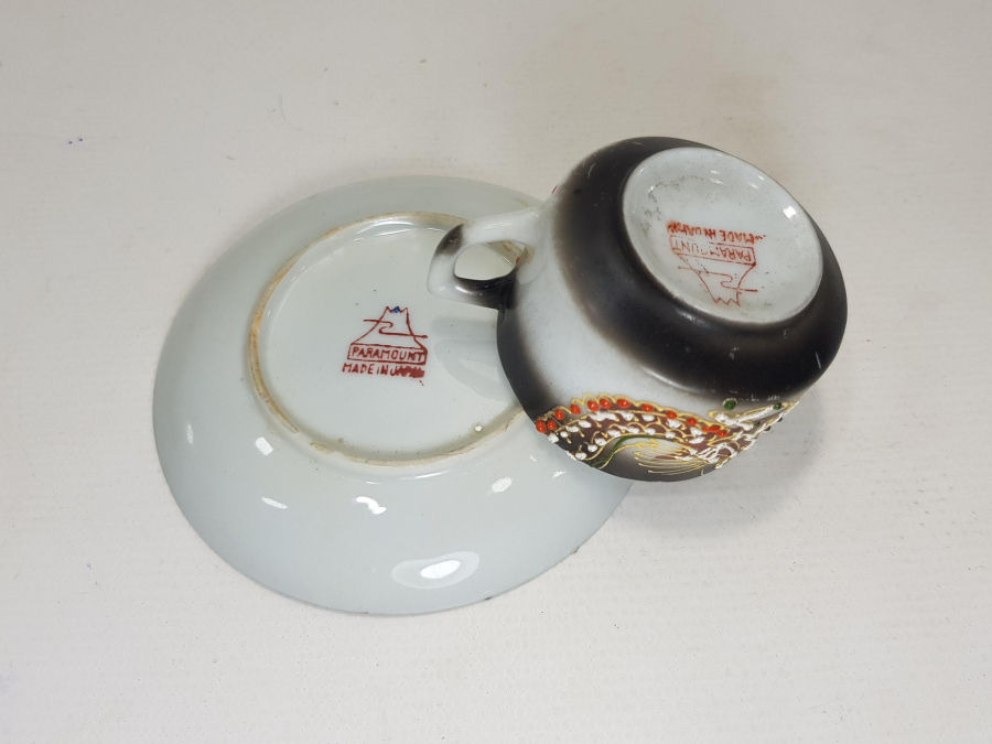 ESKİ JAPON MALI MİNELİ PORSELEN KAHVE FİNCANI