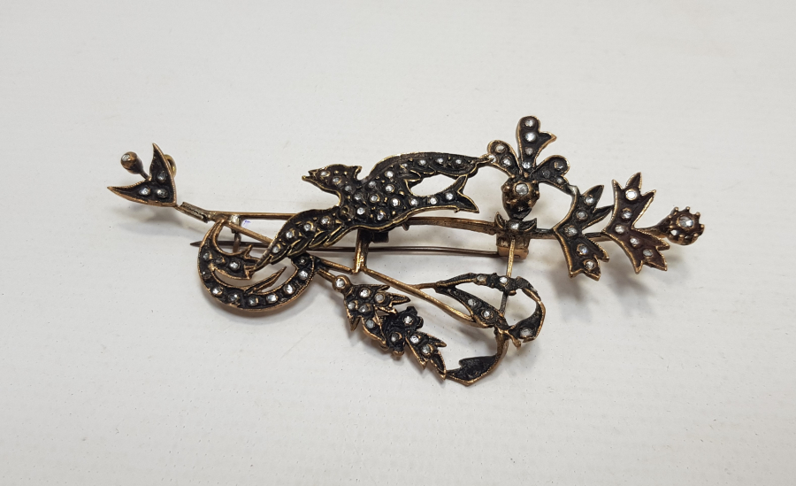 KUŞ MOTİFLİ ELMAS BROŞ 