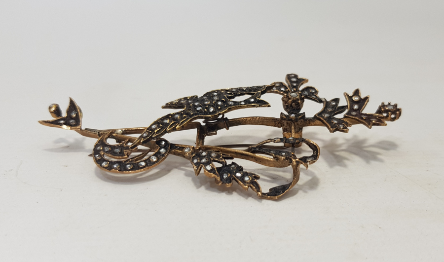 KUŞ MOTİFLİ ELMAS BROŞ 