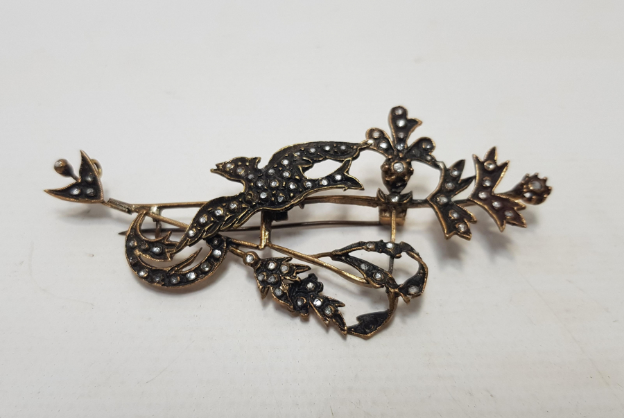 KUŞ MOTİFLİ ELMAS BROŞ 