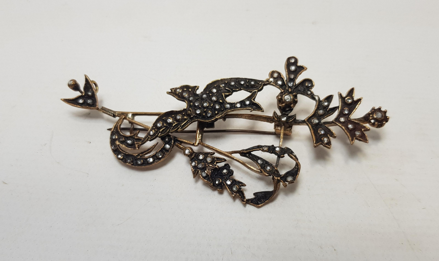 KUŞ MOTİFLİ ELMAS BROŞ 