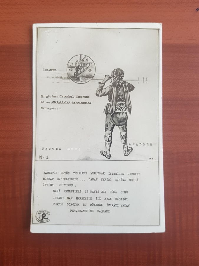 MİLLİ SAVAŞ KARPOSTALI: ATATÜRK BANDIRMA VAPURUNA BİNİYOR 