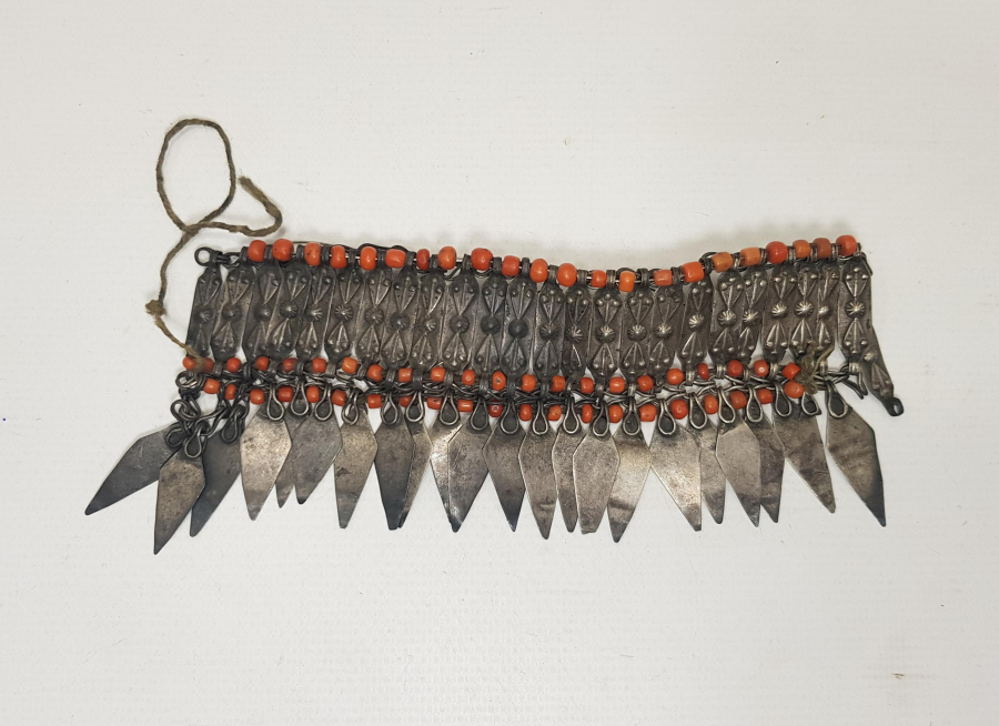 OSMANLI DÖNEMİ MERCAN TAŞLARLA SÜSLÜ GÜMÜŞ ALINLIK - CINGIL 