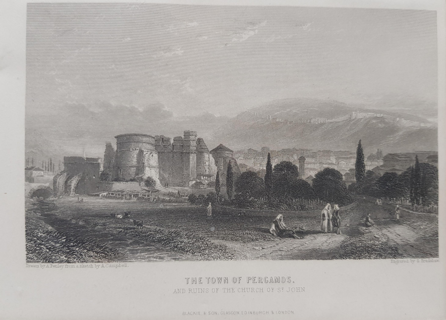 THE TOWN OF PERGAMOS GRAVÜR