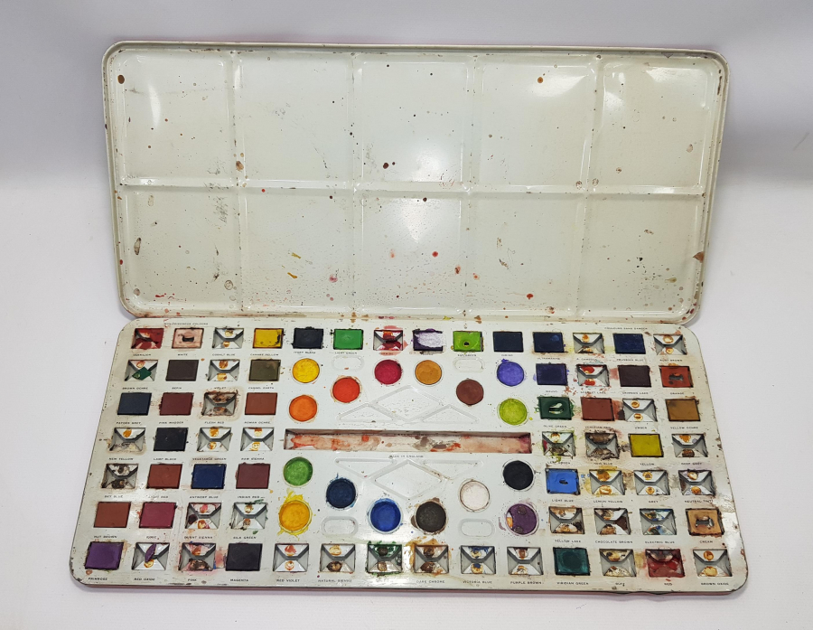 EĞİTİM TARİHİ: İNGİLİZ MALI BÜYÜK BOY SULU BOYA KUTUSU 