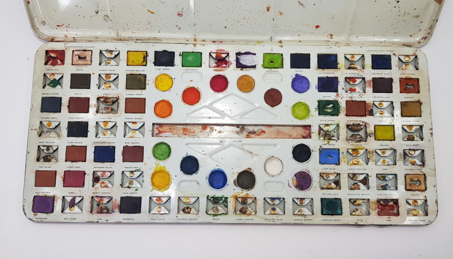 EĞİTİM TARİHİ: İNGİLİZ MALI BÜYÜK BOY SULU BOYA KUTUSU 