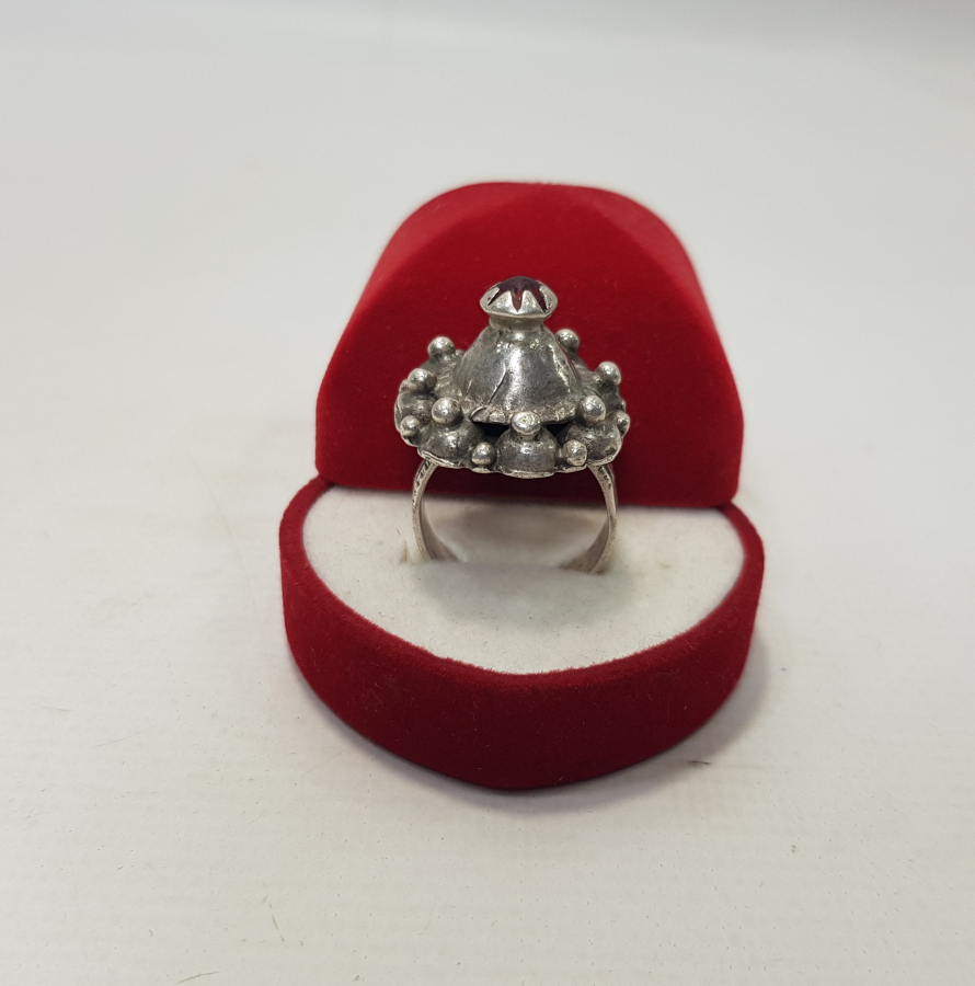 OSMANLI DÖNEMİ KUBBE FORMLU GÜMÜŞ YÜZÜK 