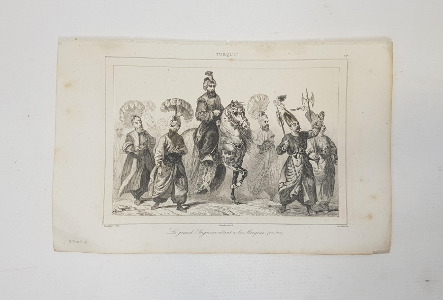 OSMANLI DÖNEMİ GRAVÜR: PADİŞAH CAMİYE GİDERKEN 