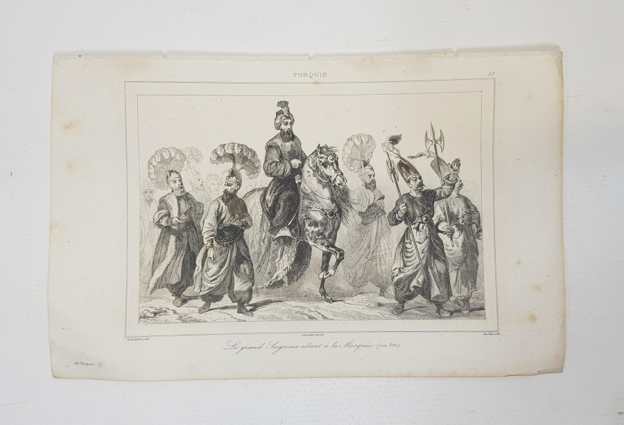 OSMANLI DÖNEMİ GRAVÜR: PADİŞAH CAMİYE GİDERKEN 