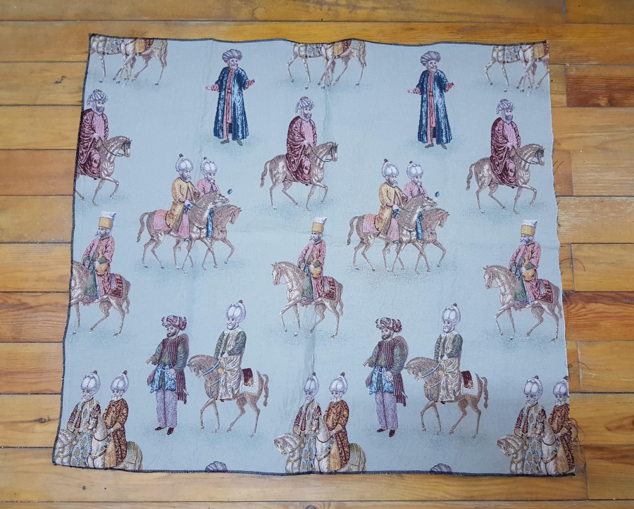 OSMANLI PADİŞAHLAR VE VEZİRLER TEMALI DOKUMA KUMAŞ FRAGMAN