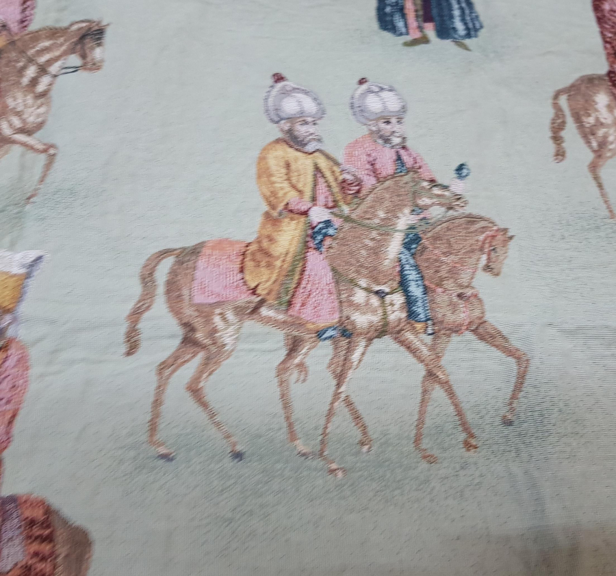 OSMANLI PADİŞAHLAR VE VEZİRLER TEMALI DOKUMA KUMAŞ FRAGMAN