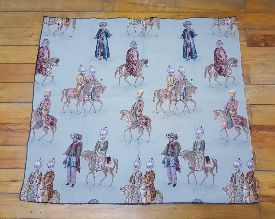 OSMANLI PADİŞAHLAR VE VEZİRLER TEMALI DOKUMA KUMAŞ FRAGMAN