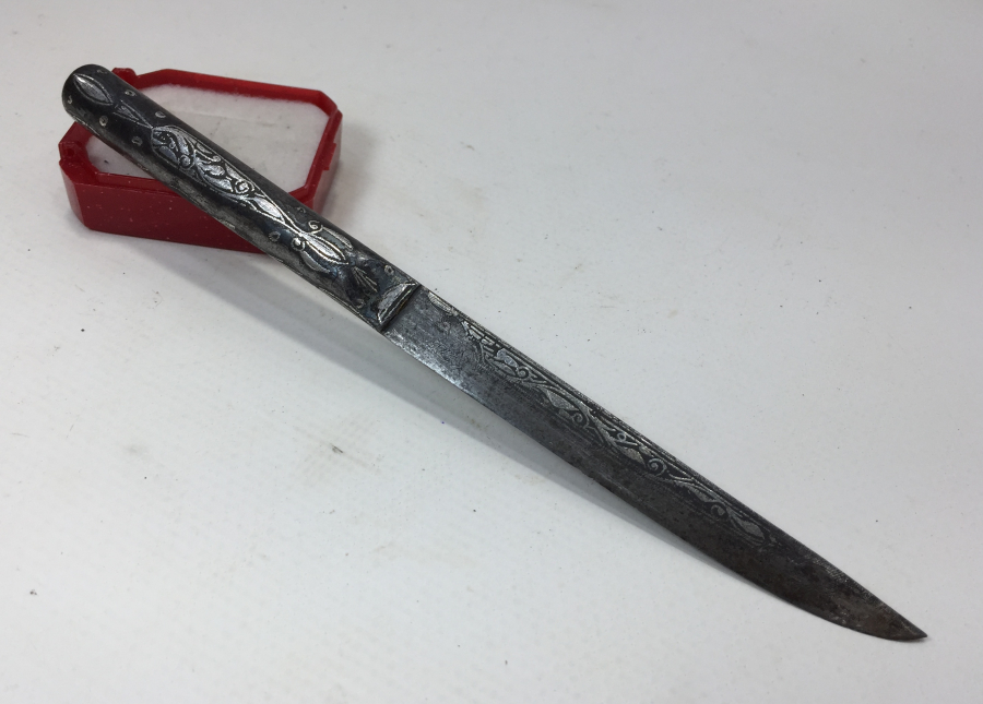 1800 BAŞLARI KOFGARİ İŞÇİLİKLİ SELVİLİ ÇOK NADİR GERDEK KAMASI - GELİN KAMASI