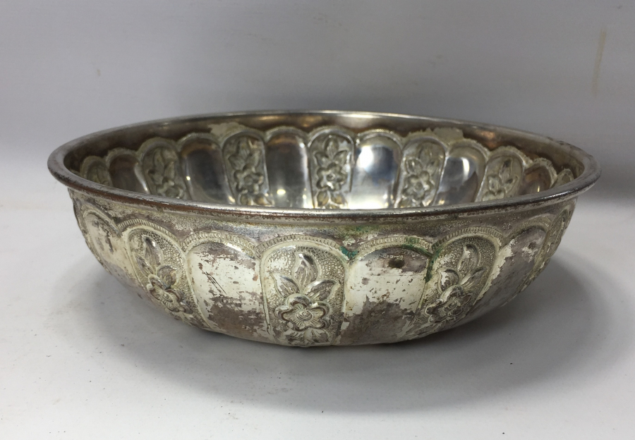 GÜMÜŞ KAPLAMA KABARTMA İŞÇİLİKLİ HAMAM TASI