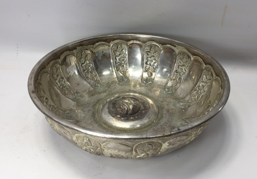 GÜMÜŞ KAPLAMA KABARTMA İŞÇİLİKLİ HAMAM TASI