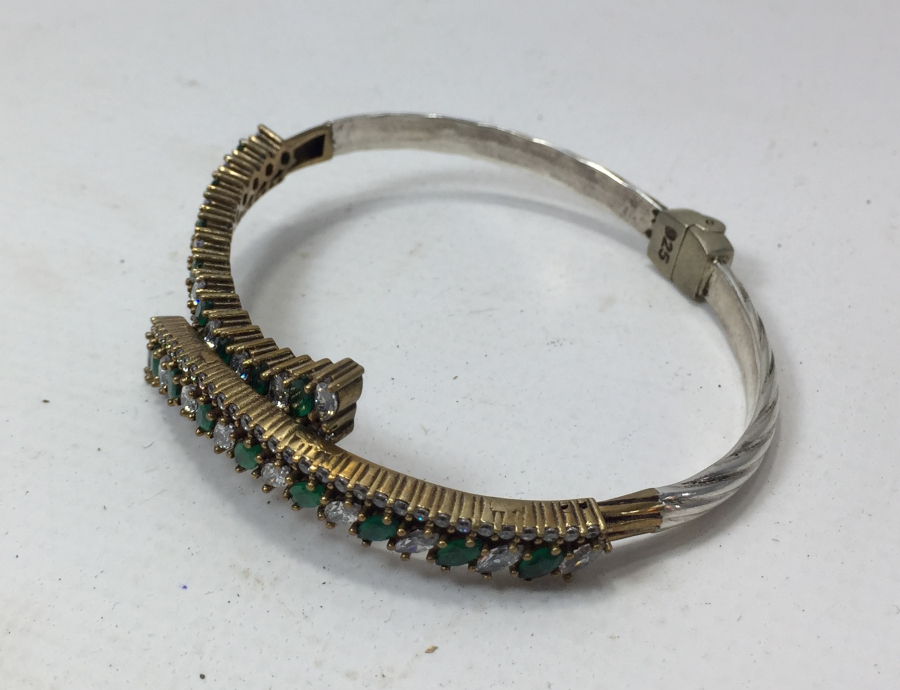 GÜMÜŞ ÜZERİ ZÜMRÜT VE MARGAZİT TAŞLI BİLEZİK