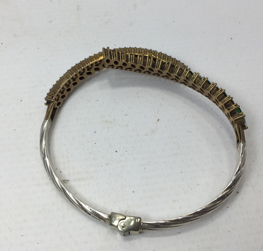 GÜMÜŞ ÜZERİ ZÜMRÜT VE MARGAZİT TAŞLI BİLEZİK