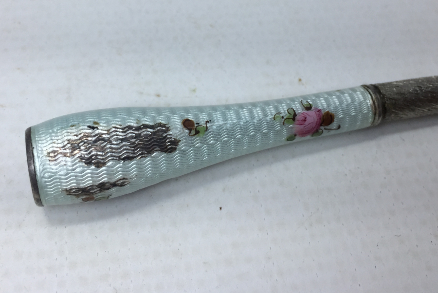 OSMANLI DÖNEMİ GÜMÜŞ ÜZERİ MİNE İŞÇİLİKLİ SİGARA AĞIZLIĞI