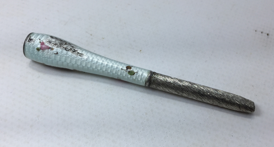 OSMANLI DÖNEMİ GÜMÜŞ ÜZERİ MİNE İŞÇİLİKLİ SİGARA AĞIZLIĞI