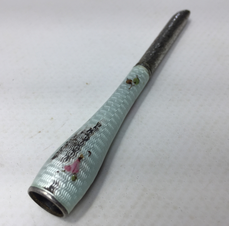 OSMANLI DÖNEMİ GÜMÜŞ ÜZERİ MİNE İŞÇİLİKLİ SİGARA AĞIZLIĞI