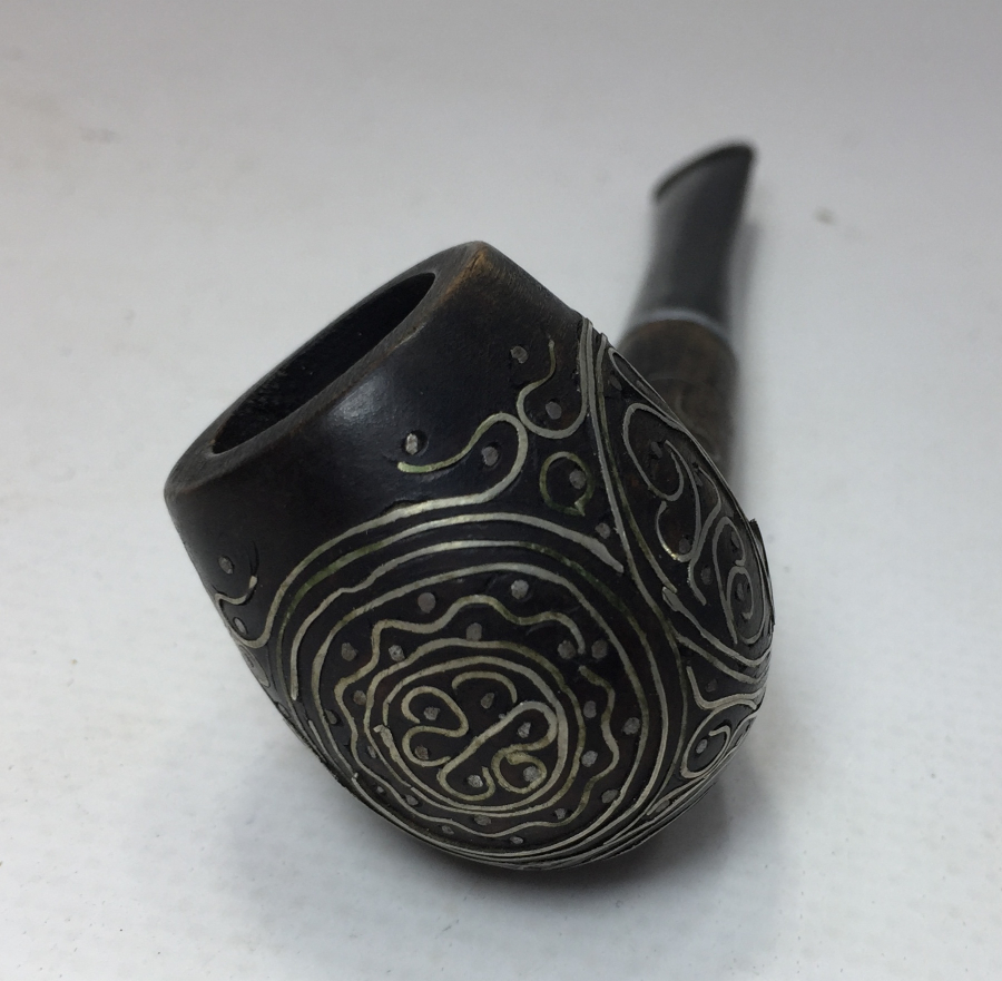 OSMANLI DÖNEMİ ÜZERİ OSMANLICA YAZILI AFYON İŞİ GÜMÜŞ ÇAKMA NADİR PİPO