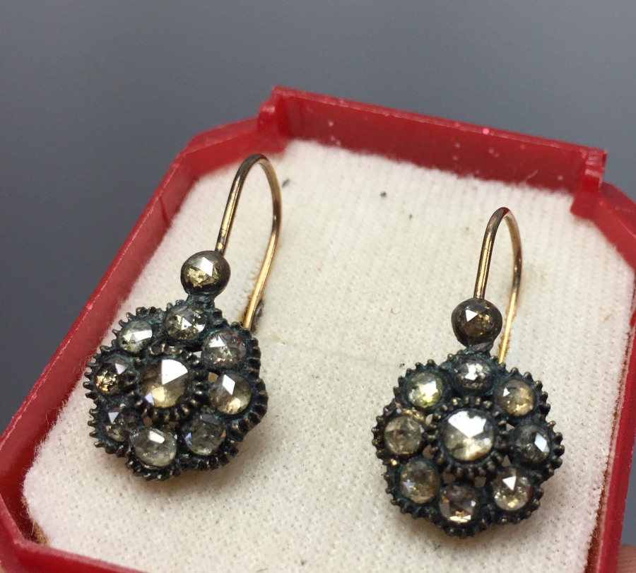 ÖZEL YAPIM ANTİKA  ELMAS KÜPE