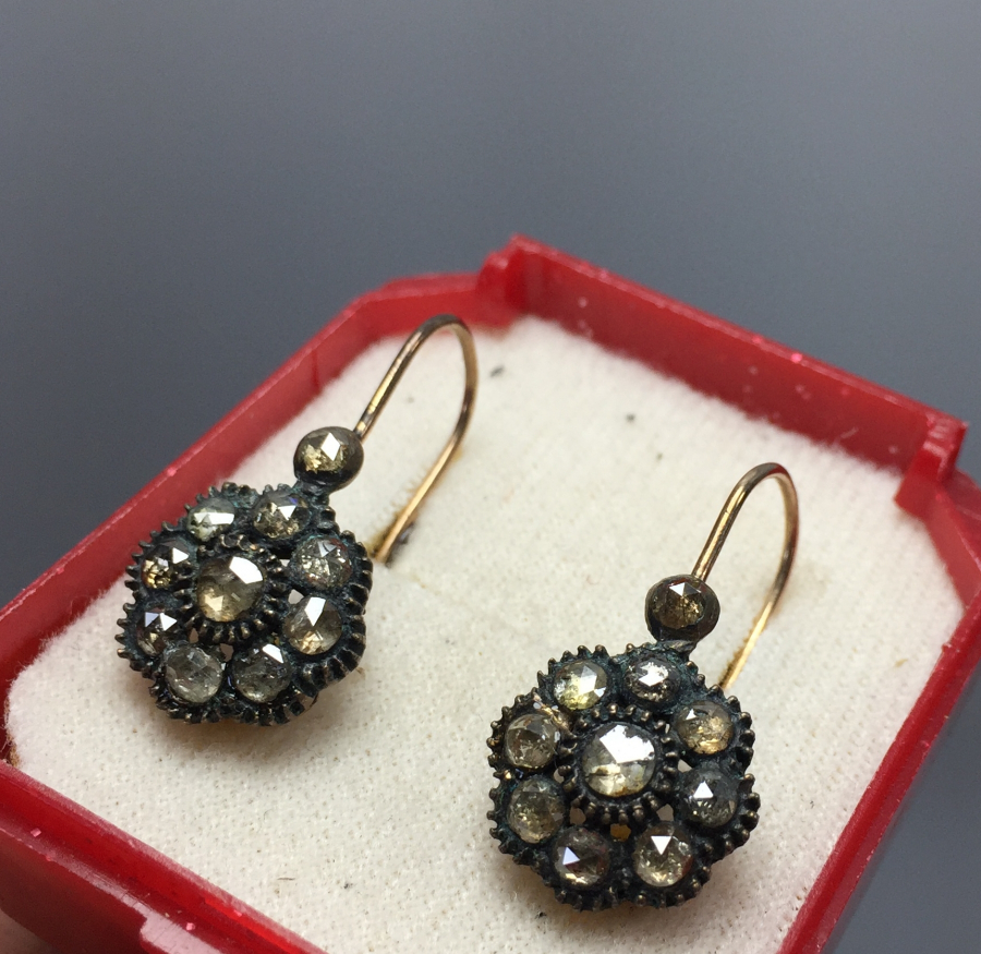 ÖZEL YAPIM ANTİKA  ELMAS KÜPE