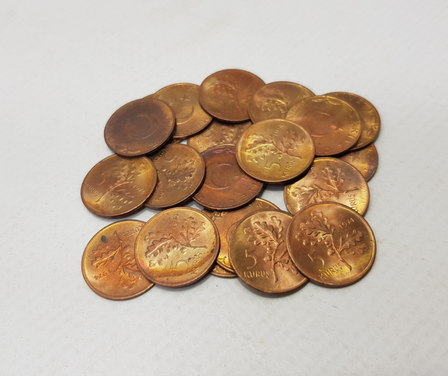 1974 YILI 20 ADET ÇİL 5 KURUŞ