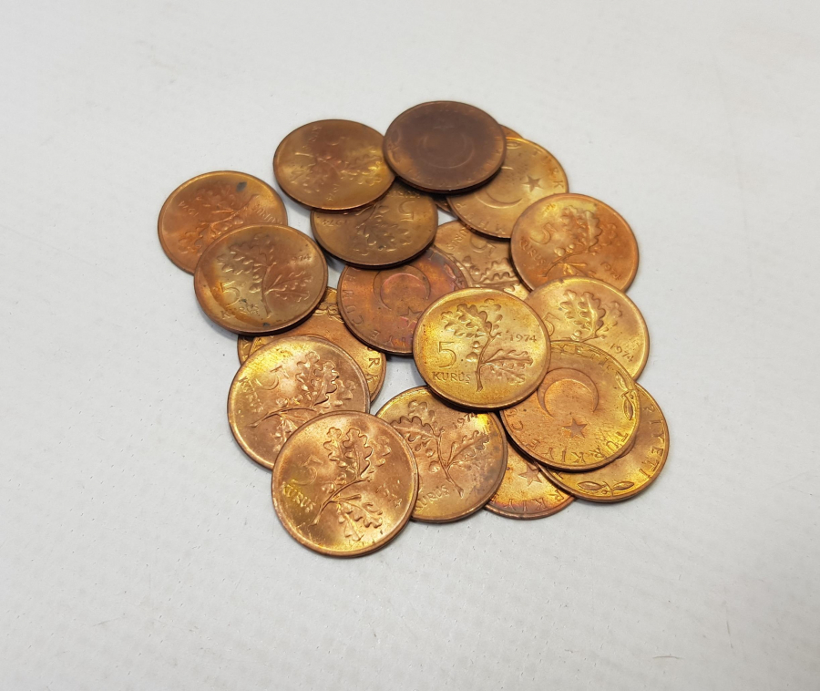 1974 YILI 20 ADET ÇİL 5 KURUŞ