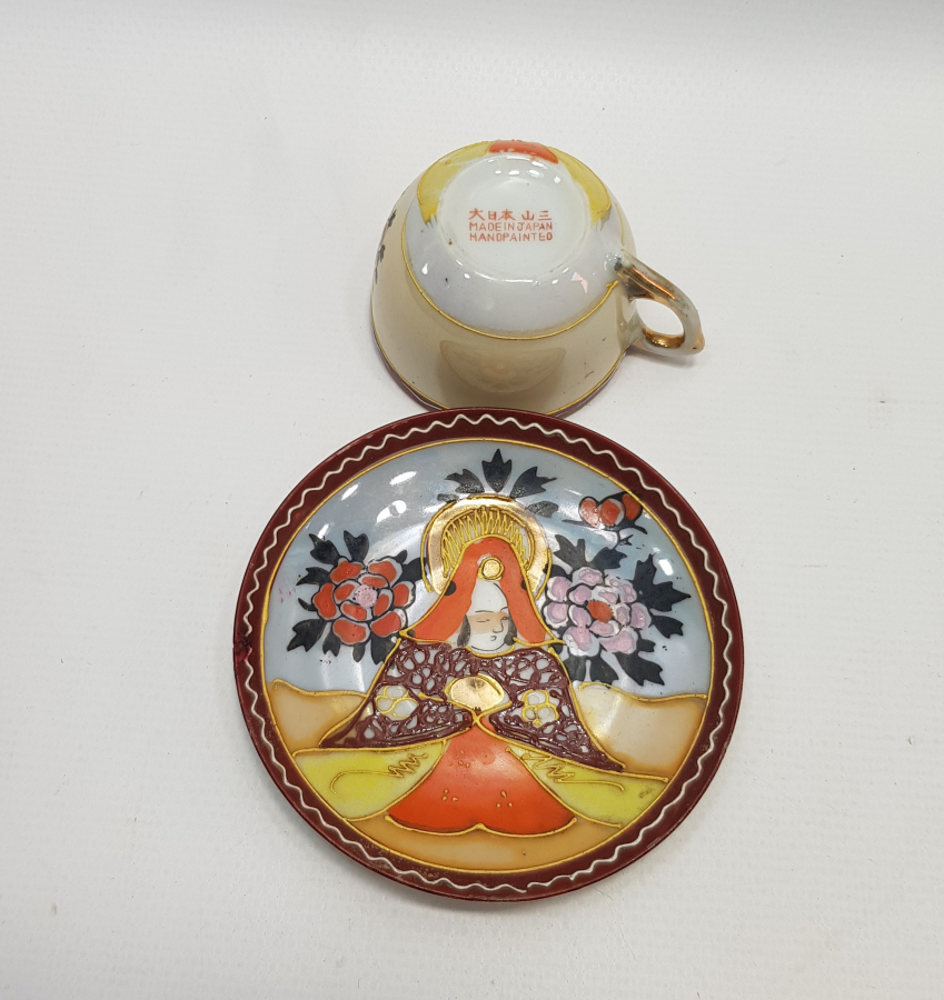 ESKİ JAPON MALI MİNELİ PORSELEN KAHVE FİNCANI