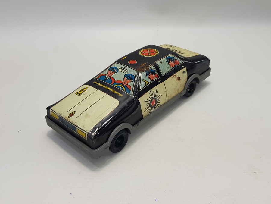 GÜREL MARKA TENEKE ANTİKA OYUNCAK POLİS ARABASI 