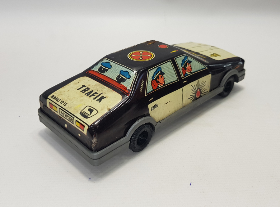 GÜREL MARKA TENEKE ANTİKA OYUNCAK POLİS ARABASI 