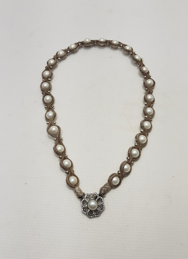 İNCİLİ TRABZON KAZAZ ÖRGÜ KOLYE