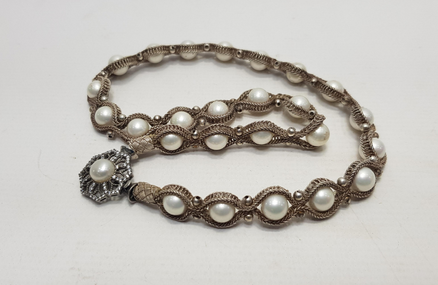 İNCİLİ TRABZON KAZAZ ÖRGÜ KOLYE