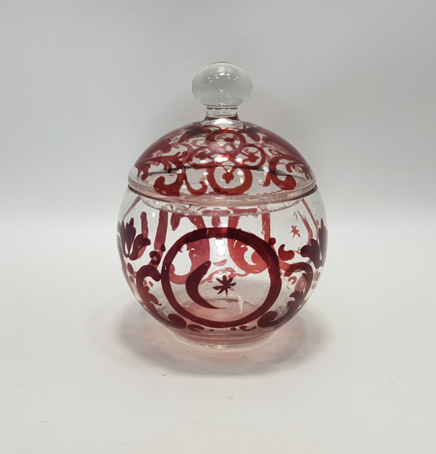 OSMANLI DÖNEMİ AY YILDIZ BAYRAK RESİMLİ KRİSTAL CAM BONBONİYER