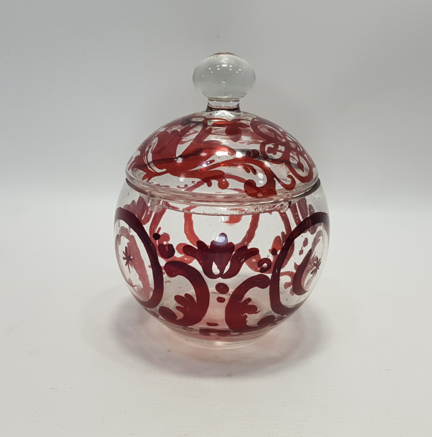 OSMANLI DÖNEMİ AY YILDIZ BAYRAK RESİMLİ KRİSTAL CAM BONBONİYER