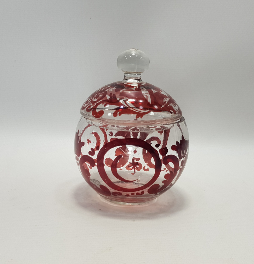 OSMANLI DÖNEMİ AY YILDIZ BAYRAK RESİMLİ KRİSTAL CAM BONBONİYER