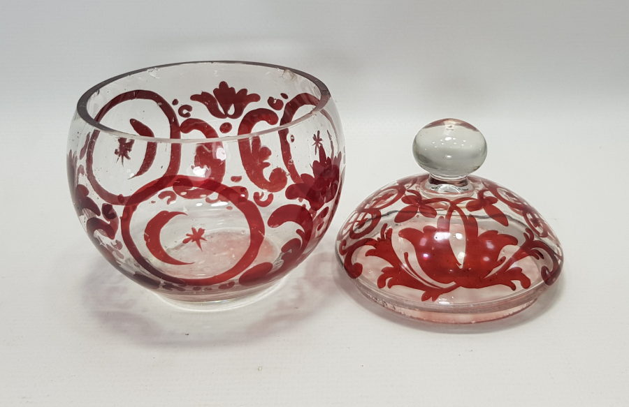 OSMANLI DÖNEMİ AY YILDIZ BAYRAK RESİMLİ KRİSTAL CAM BONBONİYER