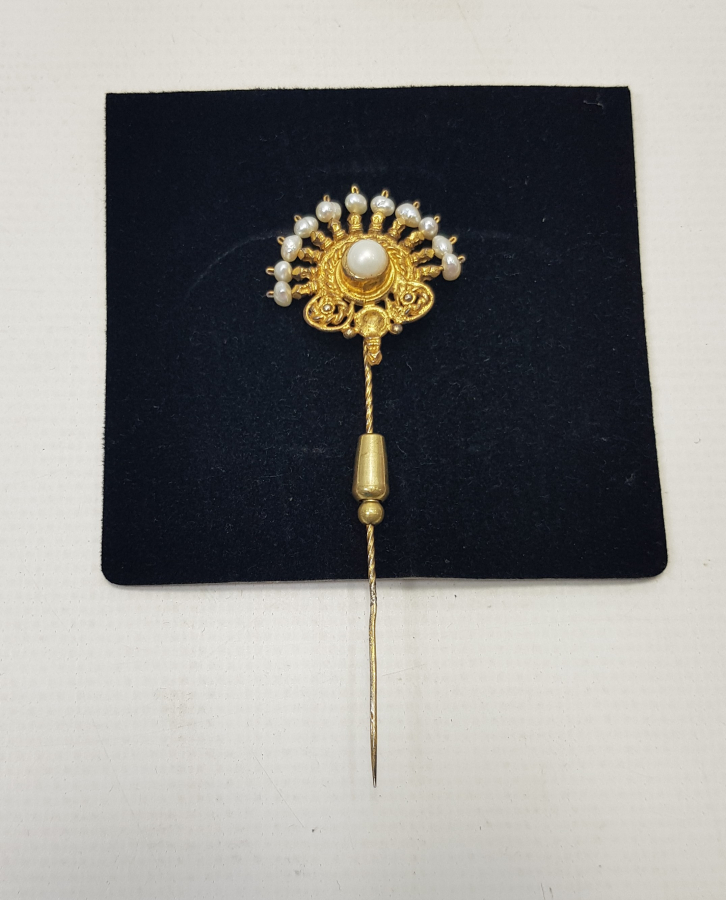 OSMANLI DÖNEMİ İNCİLERLE SÜSLÜ GÜMÜŞ SAÇ İĞNESİ 