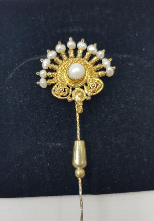 OSMANLI DÖNEMİ İNCİLERLE SÜSLÜ GÜMÜŞ SAÇ İĞNESİ 