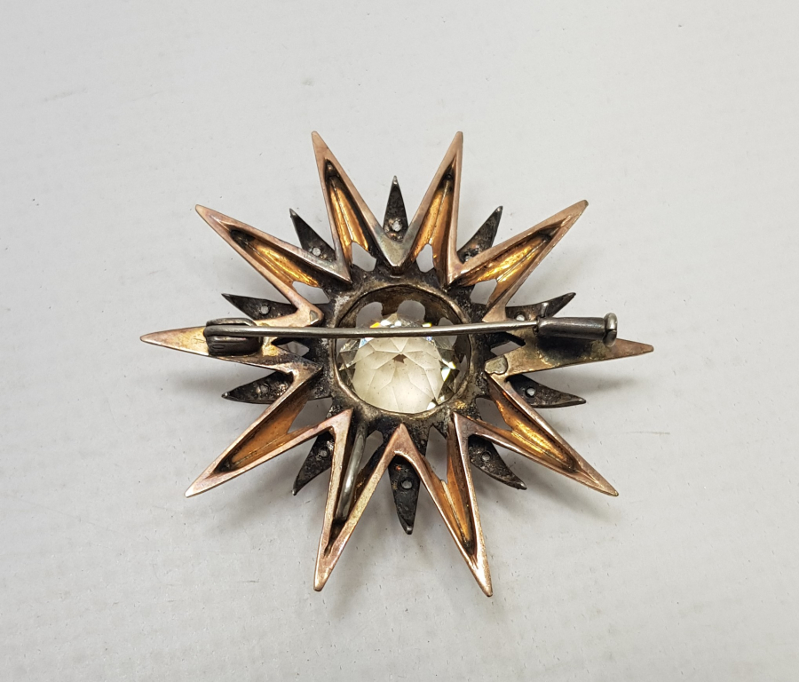 OSMANLI DÖNEMİ ELMASLARLA SÜSLÜ SİTRİN TAŞLI ALTIN BROŞ 