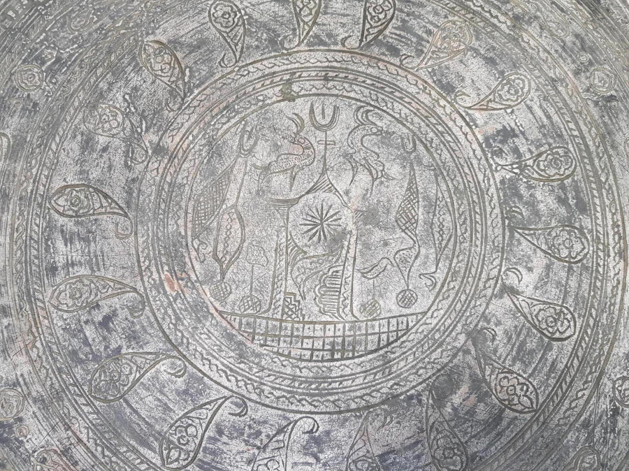 OSMANLI DÖNEMİ CAMİ RESİMLİ BAKIR SİNİ